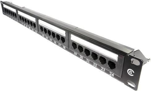 لوحة تصحيح 24 منفذ 1U Rackmount CAT6 وCAT 5 E UTP بالإضافة إلى شريط خلفي لخزائن البيانات (PPAN-24-C6-BB) in Kuwait