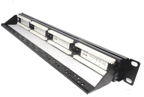لوحة تصحيح 24 منفذ 1U Rackmount CAT6 وCAT 5 E UTP بالإضافة إلى شريط خلفي لخزائن البيانات (PPAN-24-C6-BB) in Kuwait