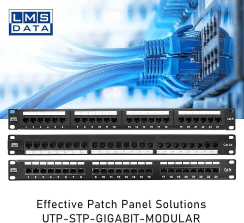 لوحة تصحيح 24 منفذ 1U Rackmount CAT6 وCAT 5 E UTP بالإضافة إلى شريط خلفي لخزائن البيانات (PPAN-24-C6-BB) in Kuwait