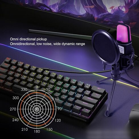 ميكروفون ألعاب EBTOOLS، ميكروفون USB مكثف مع إضاءة RGB وفلتر بوب، لمكالمات الفيديو وتسجيل البث الصوتي للكمبيوتر الشخصي in Kuwait