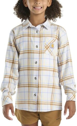 Carhartt Girls' Long-Sleeve Flannel Plaid Shirt W/Pocket in Saudi Arabia