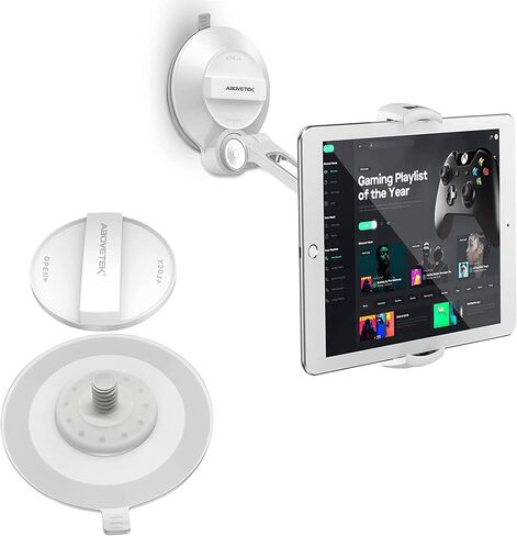 AboveTEK Phone Tablet Stand Holder with Suction Cup Fits 4-11", Large Sticky Pad Tablet Mount on Kitchen Desk Office Window Bathroom Mirror Car Truck Windshield, for iPhone, iPad mini Air Pro(White) in Saudi Arabia