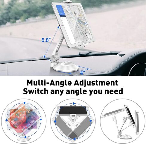 AboveTEK Phone Tablet Stand Holder with Suction Cup Fits 4-11", Large Sticky Pad Tablet Mount on Kitchen Desk Office Window Bathroom Mirror Car Truck Windshield, for iPhone, iPad mini Air Pro(White) in Saudi Arabia