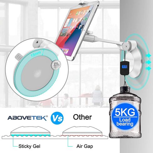 AboveTEK Phone Tablet Stand Holder with Suction Cup Fits 4-11", Large Sticky Pad Tablet Mount on Kitchen Desk Office Window Bathroom Mirror Car Truck Windshield, for iPhone, iPad mini Air Pro(White) in Saudi Arabia