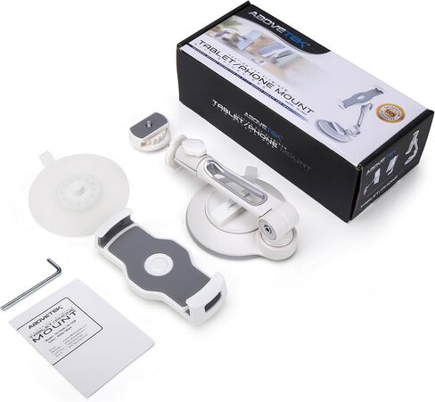 AboveTEK Phone Tablet Stand Holder with Suction Cup Fits 4-11", Large Sticky Pad Tablet Mount on Kitchen Desk Office Window Bathroom Mirror Car Truck Windshield, for iPhone, iPad mini Air Pro(White) in Saudi Arabia