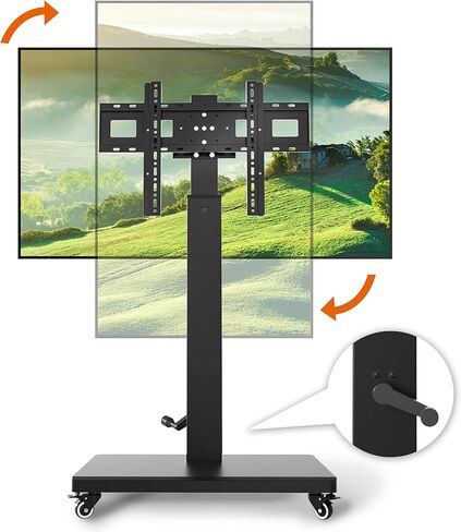 Mobile TV Cart Stand with Wheels for 32-80 Inch TVs,90°Landscape to Portrait Rotating,Manual Height Adjustable,Max VESA 600x400mm,Holds 110 Lbs,Mobile TV Cart Rolling TV Stand,XL-XZ08B in Saudi Arabia