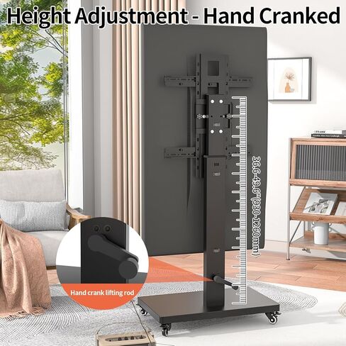 Mobile TV Cart Stand with Wheels for 32-80 Inch TVs,90°Landscape to Portrait Rotating,Manual Height Adjustable,Max VESA 600x400mm,Holds 110 Lbs,Mobile TV Cart Rolling TV Stand,XL-XZ08B in Saudi Arabia