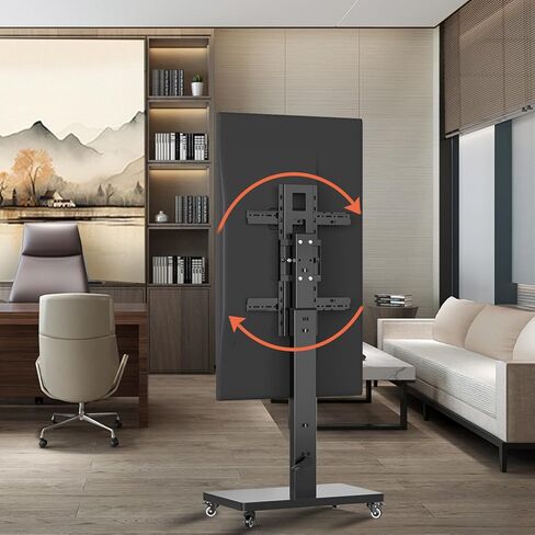 Mobile TV Cart Stand with Wheels for 32-80 Inch TVs,90°Landscape to Portrait Rotating,Manual Height Adjustable,Max VESA 600x400mm,Holds 110 Lbs,Mobile TV Cart Rolling TV Stand,XL-XZ08B in Saudi Arabia