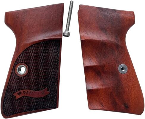 جديد! مقابض استنساخ متوافقة مع PPK/S، PP، PPK/S الجديد .22 LR Paduak Wood، نمط أخدود إصبع اليد اليمنى منقوش، صناعة يدوية تايلاندية in Kuwait