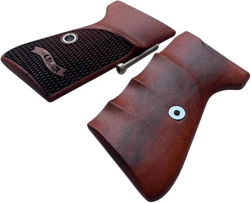 جديد! مقابض استنساخ متوافقة مع PPK/S، PP، PPK/S الجديد .22 LR Paduak Wood، نمط أخدود إصبع اليد اليمنى منقوش، صناعة يدوية تايلاندية in Kuwait