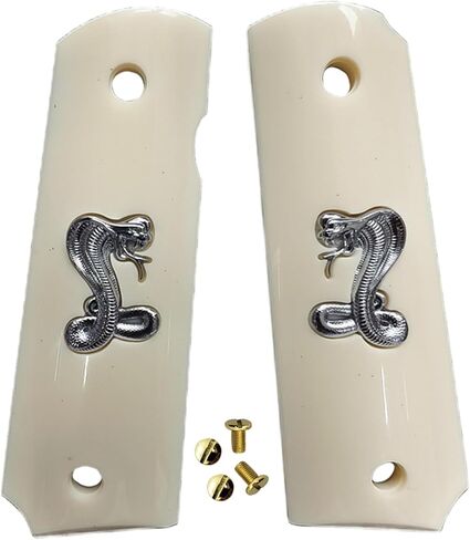 1911 Grips Full Size,White Pearl,Black Pearl,Bonded Ivory,Silver Gold Metal King Cobra,Brown Pearl,Fits Colt,Kimber,Springfield,Remington,Rock Island,Government Commander Models in Saudi Arabia