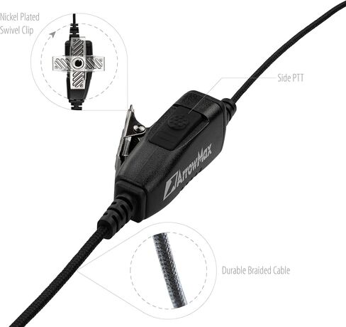 Arrowmax AEH3000-M17 Swivel Style Braided Cable Earpiece Style PTT Compatible with Motorola MOTOTRBO R7 MXP600 ION APX N70 N50 N30 in Saudi Arabia