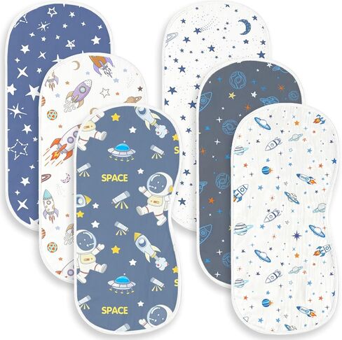 6 Pack Boho Theme Burp Cloths Baby Girls Boys, Large 100% Cotton Burping Clothes for Newborns Gifts Extra Soft and Absorbent 9.8X19.6inches in Saudi Arabia