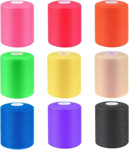 9 عبوات من شريط رياضي ملفوف مسبقًا، 2.75 بوصة × 12 ياردة، شريط رياضي متعدد الألوان لكرة القدم للشعر، شريط رياضي مسبق الالتفاف، شريط لاصق سفلي مسبق اللف للكاحل والمعصمين واليدين والركبتين والمرفقين in Kuwait