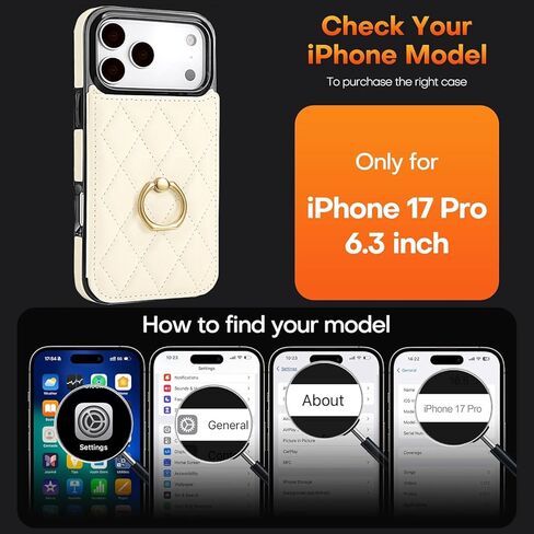 حافظة محفظة لهاتف iPhone 16 Pro مع حامل للبطاقات، حافظة جلدية مزودة بمسند حلقي وفتحات للبطاقات مع مشبك مغناطيسي مزدوج وغطاء هاتف مضاد للصدمات مقاس 6.3 بوصة 2024، بيج in Kuwait