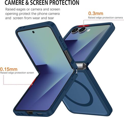 حافظة DUEDUE لهاتف Samsung Galaxy Z Flip 7 مغناطيسية [متوافقة مع MagSafe]، غطاء مزدوج الطبقات مضاد للخدش ومقاوم للصدمات، حافظة هاتف واقية كاملة لهاتف Galaxy Z Flip 7، أزرق in Saudi Arabia