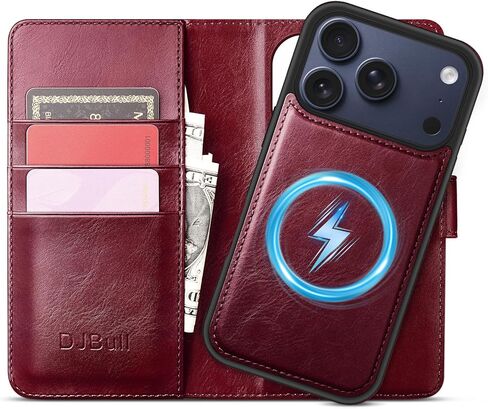 DJBull 2-in-1 Detachable Wallet Case for iPhone 17 Pro Max 6.9" RFID Blocking Flip Folio with Card Holder | PU Leather Shockproof Protective Cover Women Men for Apple 17 Pro Max Phone Case Light Brown in Saudi Arabia