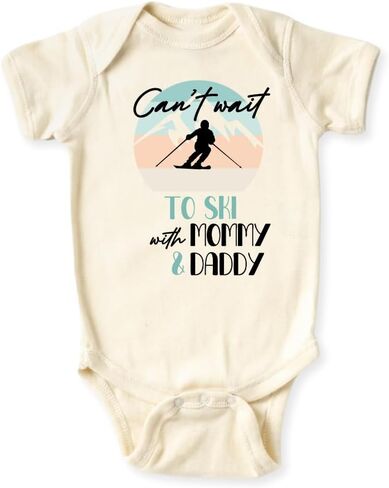 Skiing Baby Bodysuit, Kids & Toddler T-Shirt – Cute Ski Snow Baby Clothes for Boys Girls in Saudi Arabia