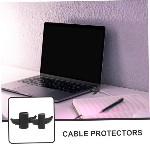 HOMSFOU 4 قطع من كابلات الجناح الكرتونية لحماية سلك USB للشحن ومزامنة البيانات وتصميم لطيف لأسلاك USB باللون الأسود in Saudi Arabia