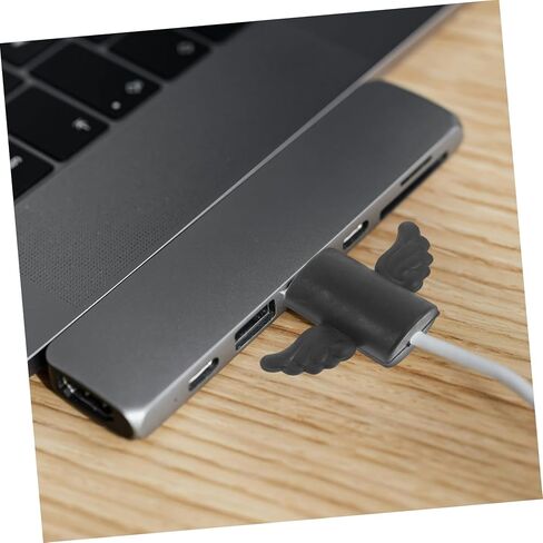 HOMSFOU 4 قطع من كابلات الجناح الكرتونية لحماية سلك USB للشحن ومزامنة البيانات وتصميم لطيف لأسلاك USB باللون الأسود in Saudi Arabia