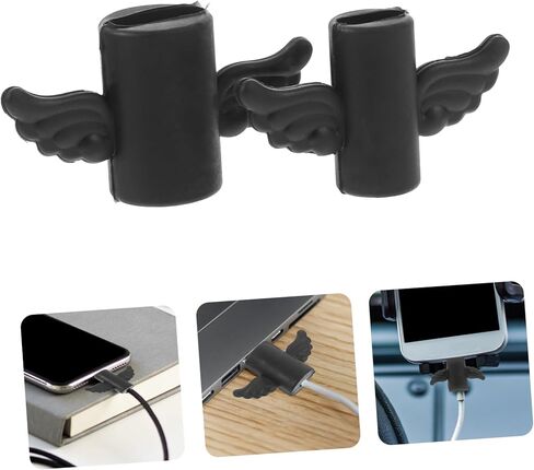 HOMSFOU 4 قطع من كابلات الجناح الكرتونية لحماية سلك USB للشحن ومزامنة البيانات وتصميم لطيف لأسلاك USB باللون الأسود in Saudi Arabia