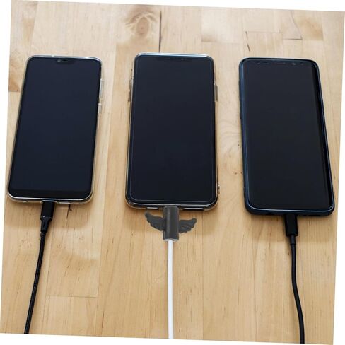 HOMSFOU 4 قطع من كابلات الجناح الكرتونية لحماية سلك USB للشحن ومزامنة البيانات وتصميم لطيف لأسلاك USB باللون الأسود in Saudi Arabia