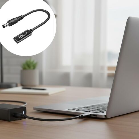 النوع C أنثى إلى DC5.5x2.1mm ذكر محول المقابس والتشغيل المتانة ABS البناء المعدني للأجهزة الإلكترونية مناسبة لأجهزة الكمبيوتر المحمولة والمنتجات الإلكترونية in Kuwait