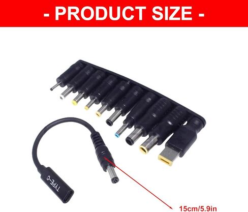 النوع C أنثى إلى DC5.5x2.1mm ذكر محول المقابس والتشغيل المتانة ABS البناء المعدني للأجهزة الإلكترونية مناسبة لأجهزة الكمبيوتر المحمولة والمنتجات الإلكترونية in Kuwait