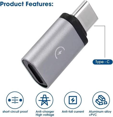 8Pin Female to Type C Male Converters for Efficient Data Transfer and Quick Charging for Travel and Aluminum Alloy Adapter in Saudi Arabia