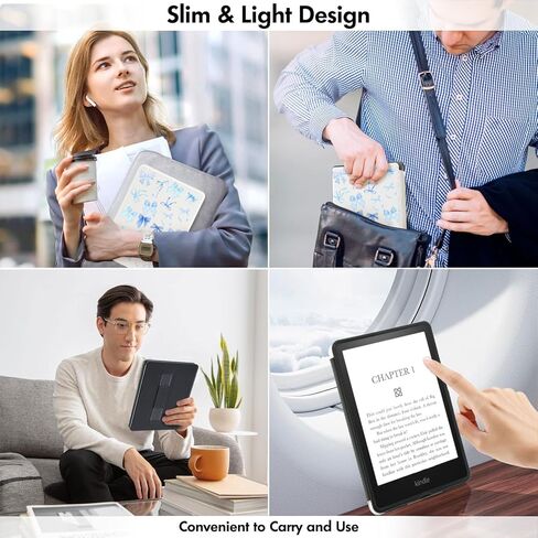 Lovely Cute Blue Grid Bows Case for 7"/6.8" Kindle Paperwhite(12th/11th Generation-2024/202) and Kindle Colorsoft with Hand Strap,Slim Leather Cover Shell with Auto-Wake/Sleep for Kindle 2024 in Kuwait