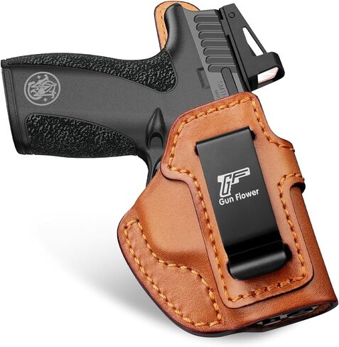 GUN & FLOWER IWB Leather Holster for S&W Bodyguard 2.0, Optic Cut, Concealed Carry Inside Waistband Holster, Fits 1.5"-1.75" Belts, Premium Leather, Right Hand in Saudi Arabia