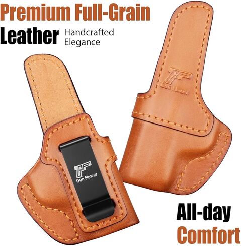 GUN & FLOWER IWB Leather Holster for S&W Bodyguard 2.0, Optic Cut, Concealed Carry Inside Waistband Holster, Fits 1.5"-1.75" Belts, Premium Leather, Right Hand in Saudi Arabia