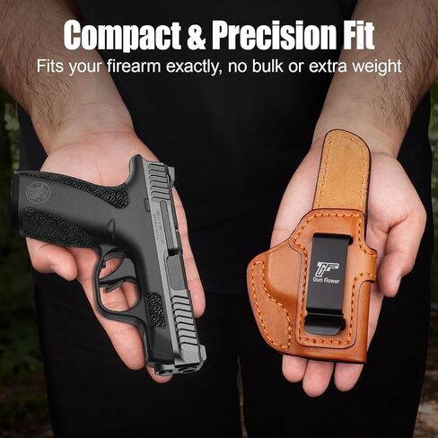 GUN & FLOWER IWB Leather Holster for S&W Bodyguard 2.0, Optic Cut, Concealed Carry Inside Waistband Holster, Fits 1.5"-1.75" Belts, Premium Leather, Right Hand in Saudi Arabia