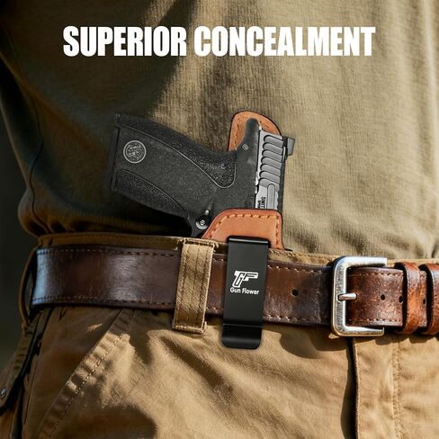 GUN & FLOWER IWB Leather Holster for S&W Bodyguard 2.0, Optic Cut, Concealed Carry Inside Waistband Holster, Fits 1.5"-1.75" Belts, Premium Leather, Right Hand in Saudi Arabia