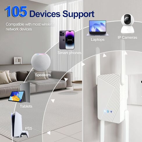 موسع النطاق BE3600 Wi-Fi 7 RE223BE مع منفذ إيثرنت | مكرر لاسلكي ثنائي النطاق بسرعة 3.6 جيجابت في الثانية | تقوية إشارة الإنترنت للمنزل | ما يصل إلى 2400 قدم مربع، 64 جهازًا | إم إل أو، إيزي ميش | لا يوجد نطاق 6 جيجا هرتز in Saudi Arabia