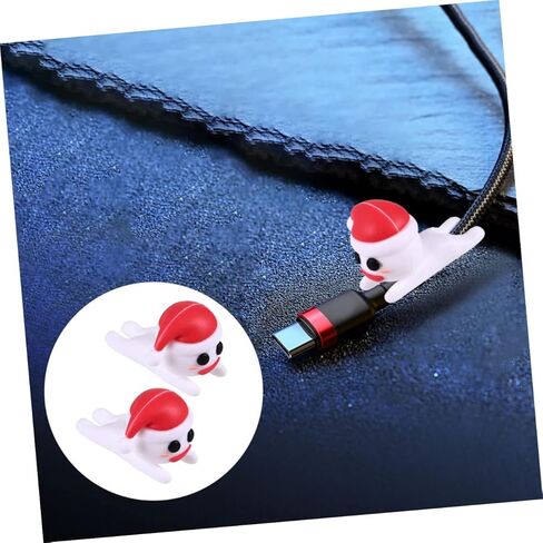 كابل USB 5 قطعة غطاء حماية مضاد للانفصال كابل الشاحن حفلة عيد الميلاد لصالح الهاتف الأبيض ثلج سلك الشاحن النمذجة in Saudi Arabia