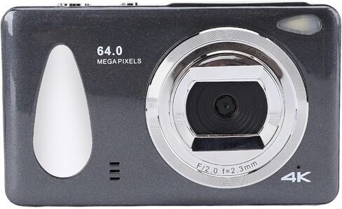 كاميرا رقمية، كاميرا رقمية بدقة 4K بدقة 64 ميجابكسل، تسجيل حلقة التركيز التلقائي بتكبير 18X، محمولة صغيرة الحجم للأطفال والمراهقين والبالغين (رمادي داكن) in Kuwait