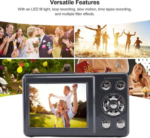 كاميرا رقمية، كاميرا رقمية بدقة 4K بدقة 64 ميجابكسل، تسجيل حلقة التركيز التلقائي بتكبير 18X، محمولة صغيرة الحجم للأطفال والمراهقين والبالغين (رمادي داكن) in Kuwait