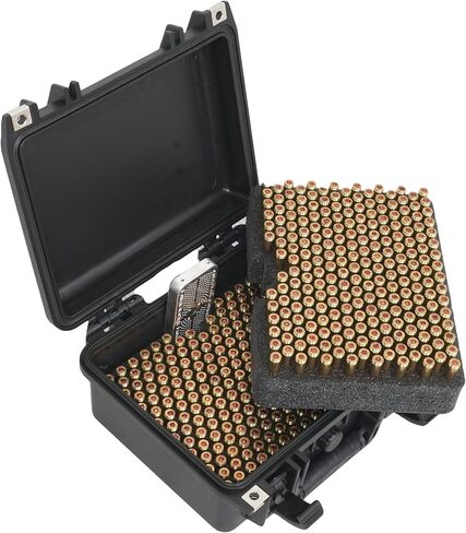 حقيبة ذخيرة مقاومة للماء من Case Club - 456 طلقة من 5.56 | .223، صندوق تخزين طويل الأمد - يتضمن جل السيليكا للمساعدة في منع الصدأ. قابل للقفل، مقبض للحمل، 2 صينية، صمام تطهير، حلقة دائرية in Saudi Arabia