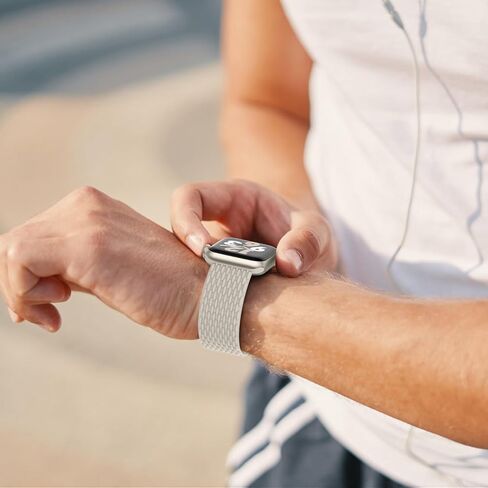 Silicone Braided Solo Loop Compatible with Apple Watch Band 38mm 40mm 41mm 42mm 44mm 45mm 46mm 49mm, Stretchy Elastic Sport Strap Compatible for iWatch Series 10/9/8/7/6/5/4/3/2/1/SE/Ultra/Ultra 2 in Saudi Arabia