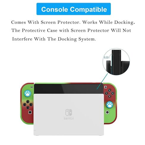 حافظة COMCOOL قابلة للإرساء لجهاز Nintendo Switch OLED - [حماية من السقوط من الدرجة العسكرية بطول 9 أقدام] [مع واقي شاشة من الزجاج المقسى] غلاف حماية لطيف Kawaii لجهاز Nintendo Switch OLED - أحمر وأخضر in Kuwait