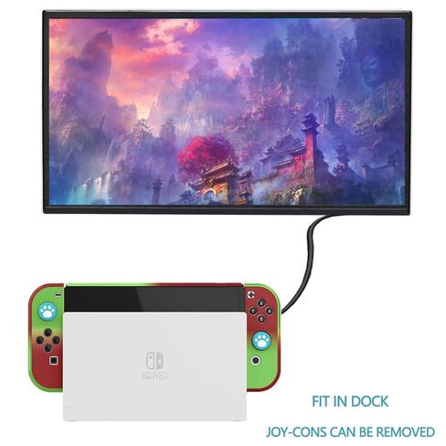 حافظة COMCOOL قابلة للإرساء لجهاز Nintendo Switch OLED - [حماية من السقوط من الدرجة العسكرية بطول 9 أقدام] [مع واقي شاشة من الزجاج المقسى] غلاف حماية لطيف Kawaii لجهاز Nintendo Switch OLED - أحمر وأخضر in Kuwait