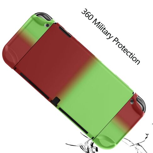 حافظة COMCOOL قابلة للإرساء لجهاز Nintendo Switch OLED - [حماية من السقوط من الدرجة العسكرية بطول 9 أقدام] [مع واقي شاشة من الزجاج المقسى] غلاف حماية لطيف Kawaii لجهاز Nintendo Switch OLED - أحمر وأخضر in Kuwait