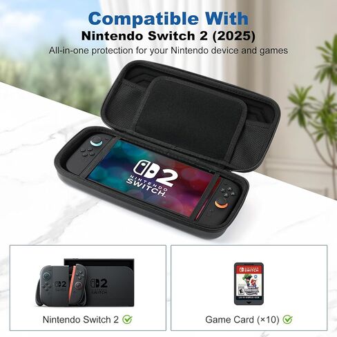 Protective Carrying Case for Nintendo Switch 2, Waterproof Hard Shell Travel Storage Handbag for Nintendo Switch 2 Accessories and Games(Black) in Saudi Arabia