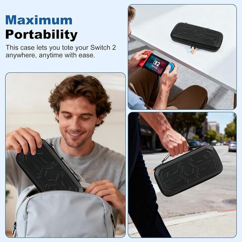 Protective Carrying Case for Nintendo Switch 2, Waterproof Hard Shell Travel Storage Handbag for Nintendo Switch 2 Accessories and Games(Black) in Saudi Arabia