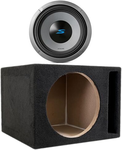 Alpine S2-W12D2 S Series 12 مضخم صوت مزدوج 2 أوم 1800 وات مع SoundBox E Series Single 12 بوصة مضخم صوت مزود بفتحات تهوية in Kuwait