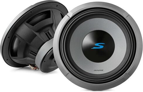 Alpine S2-W12D2 S Series 12 مضخم صوت مزدوج 2 أوم 1800 وات مع SoundBox E Series Single 12 بوصة مضخم صوت مزود بفتحات تهوية in Kuwait