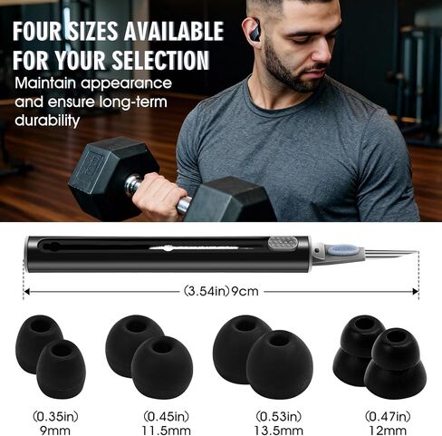 8 Pairs Silicone Replacement Eartips Black Ear Tips for in-Ear Headphones Compatible with Powerbeats Pro, Fit Most in-Ear Earbuds Inner Hole 3.8mm -4.8mm (4 Sizes with Cleaning Pen) in Saudi Arabia