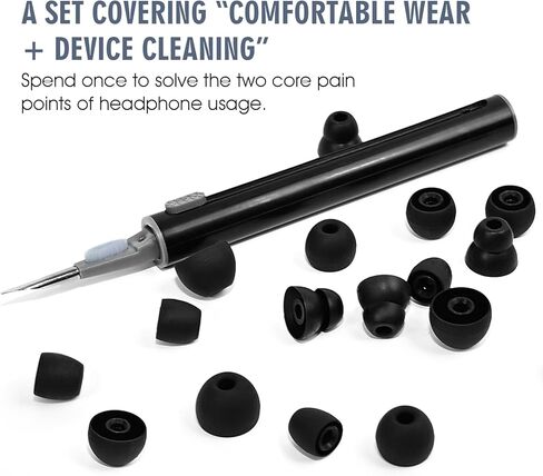 8 Pairs Silicone Replacement Eartips Black Ear Tips for in-Ear Headphones Compatible with Powerbeats Pro, Fit Most in-Ear Earbuds Inner Hole 3.8mm -4.8mm (4 Sizes with Cleaning Pen) in Saudi Arabia