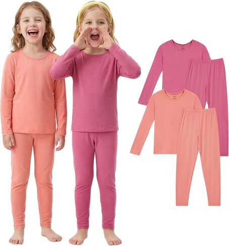 PurComfy SuperSoft Toddler Pajama Set, 4-Piece Bamboo Viscose Snug-Fit Sleepwear for Boys Girls, Long Sleeve Toddler Clothes in Saudi Arabia